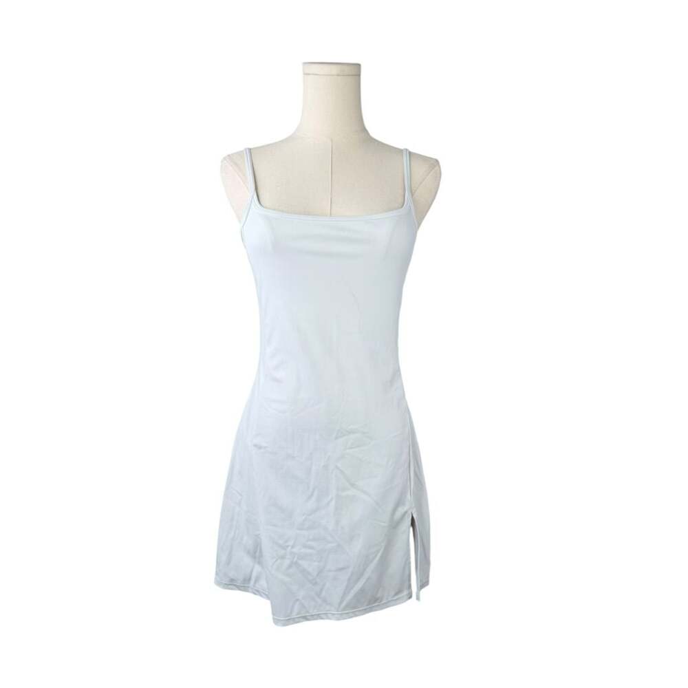 Qinsen Women's White Sleeveless Stretch Built-In Shorts Mini Dress Sz. M